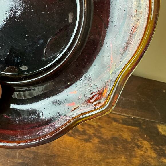 Vintage Antique? Depression Pressed Red Cadmium Glass Covered Butter Dish GLOWS - Picture 10 of 15